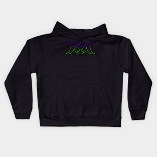 Triple Moon Goddess Purple Green Kids Hoodie